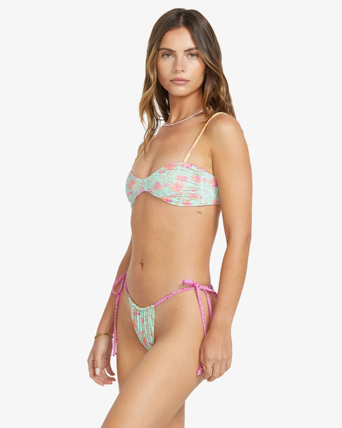 Billabong Women's Folk Story Medium Coverage Bikini Top Multi 24O141518-MUL