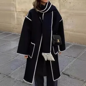 Dublin Long Stand Collar Coat with Scarf