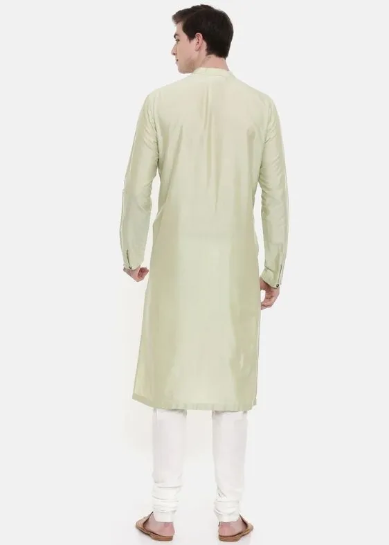 Green Ivory Silk Blend Kurta Set - MMK0194