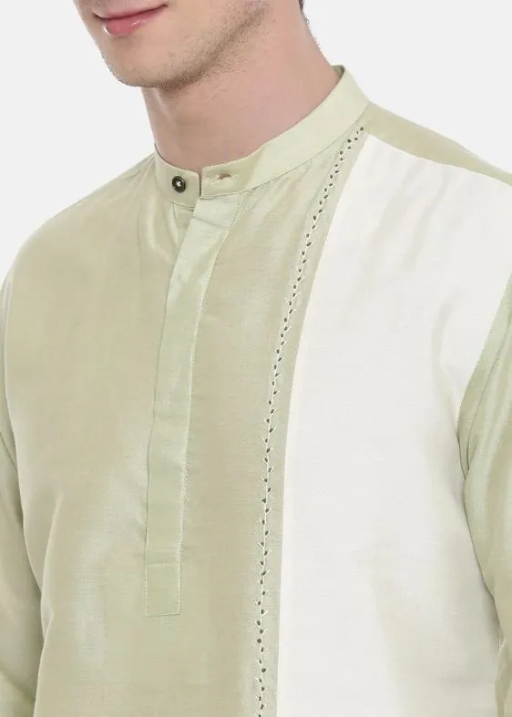 Green Ivory Silk Blend Kurta Set - MMK0194