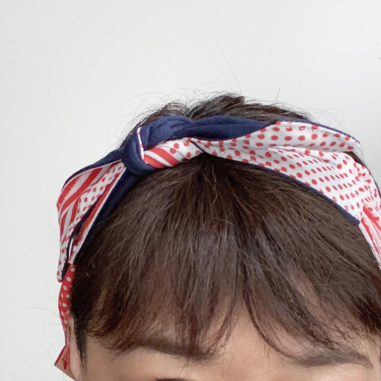 Head scarf Polka and stripes red white