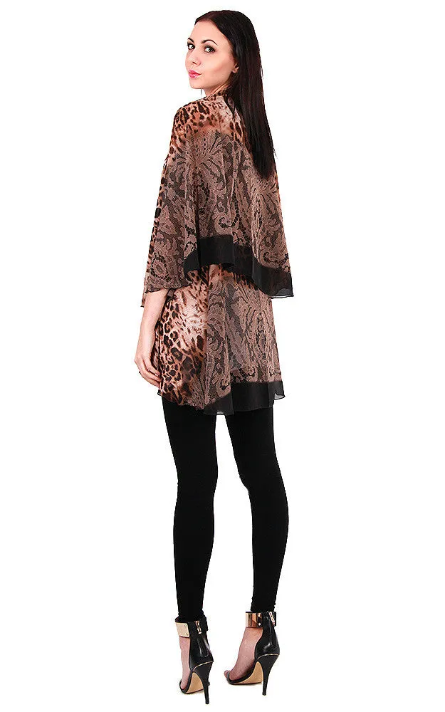 PN18 Leopard Printed Multi Shawl Vest