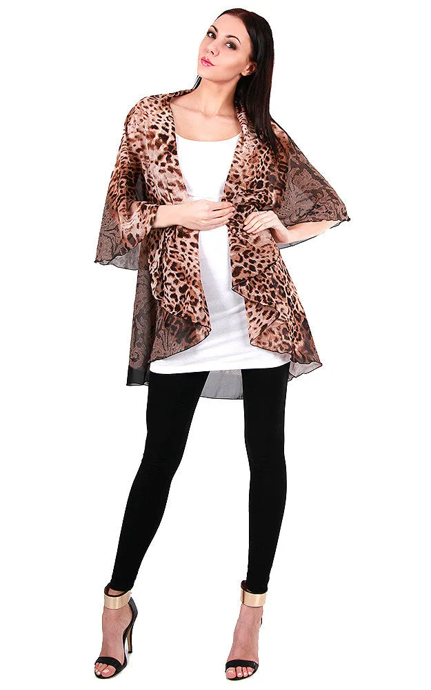 PN18 Leopard Printed Multi Shawl Vest