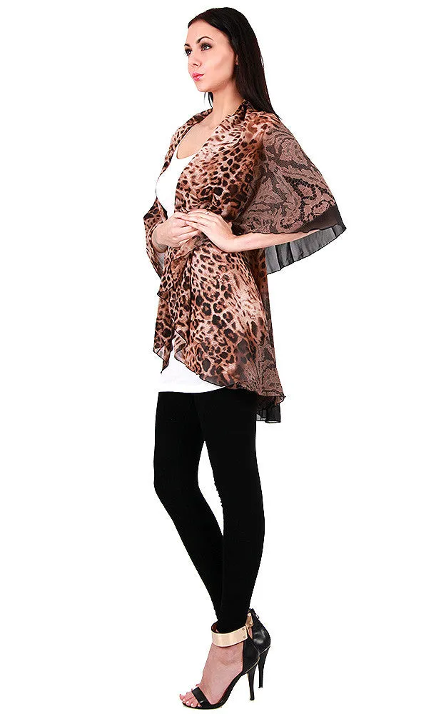 PN18 Leopard Printed Multi Shawl Vest