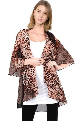 PN18 Leopard Printed Multi Shawl Vest