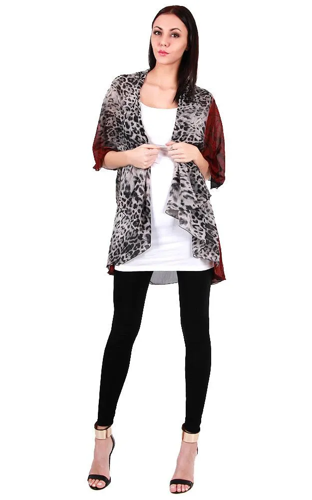 PN18 Leopard Printed Multi Shawl Vest