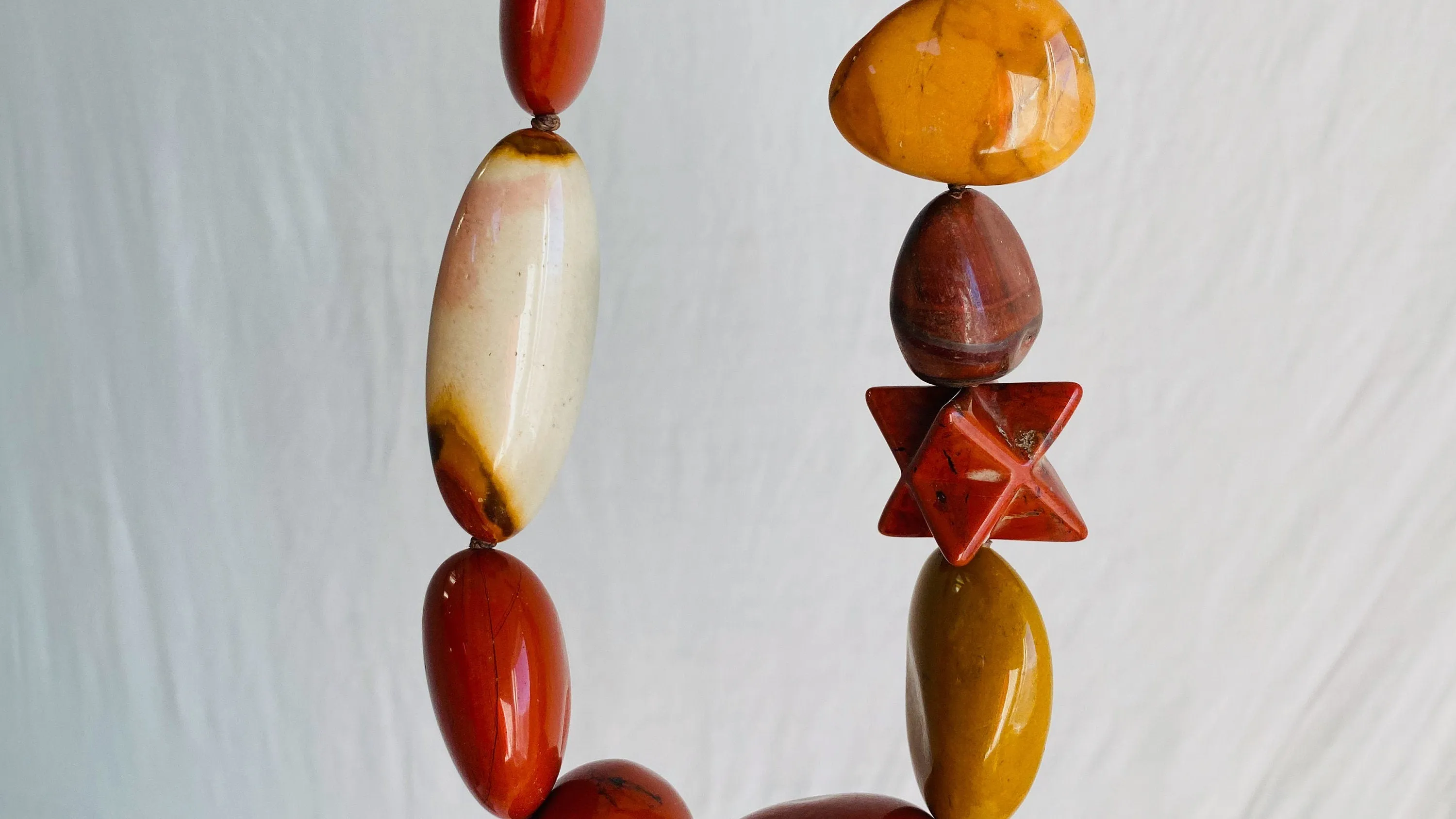 Skully Red Jasper Necklace. Red Tiger's Eye, Yellow Jasper, Sterling Silver. Choker.
