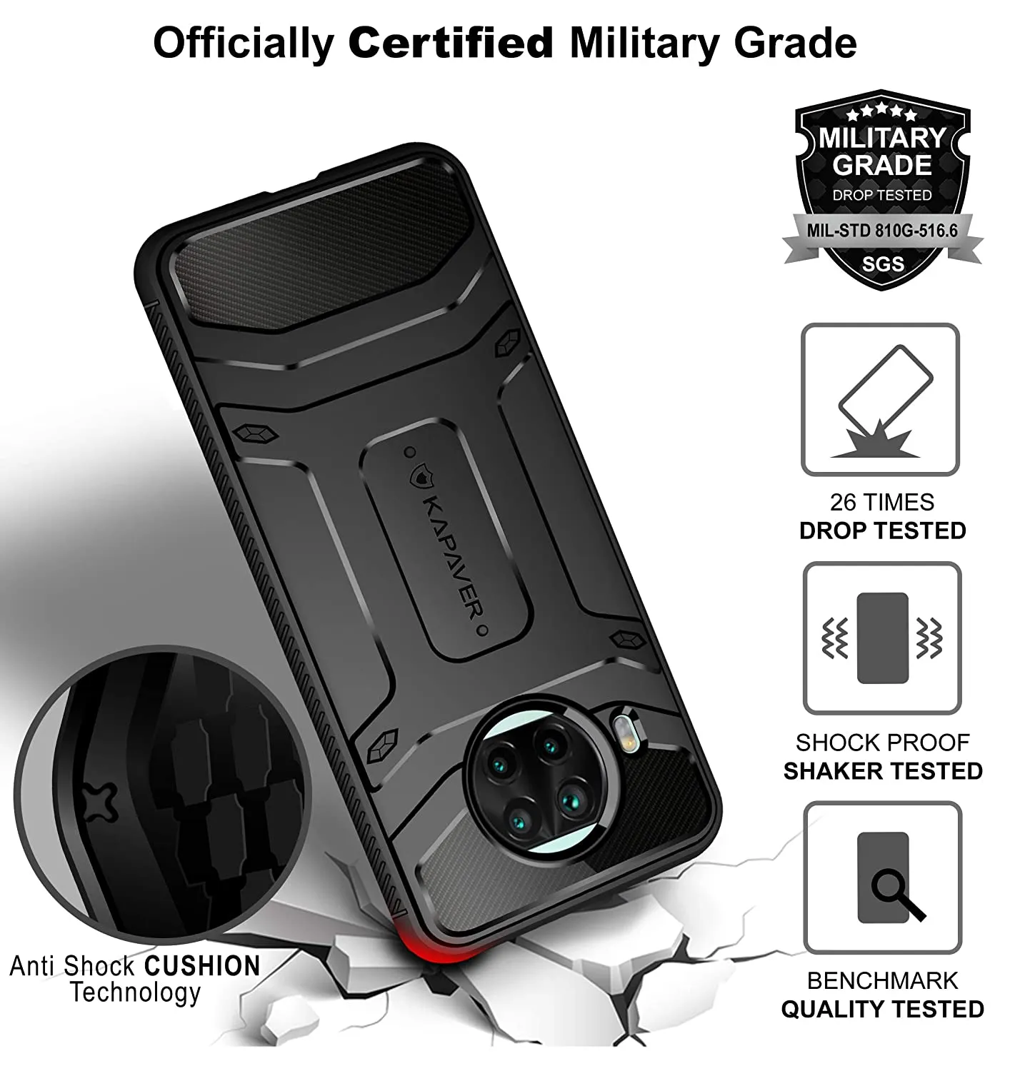 Xiaomi Mi 10i 5G | Mi 10T Lite 5G Back Cover Case Rugged - Black